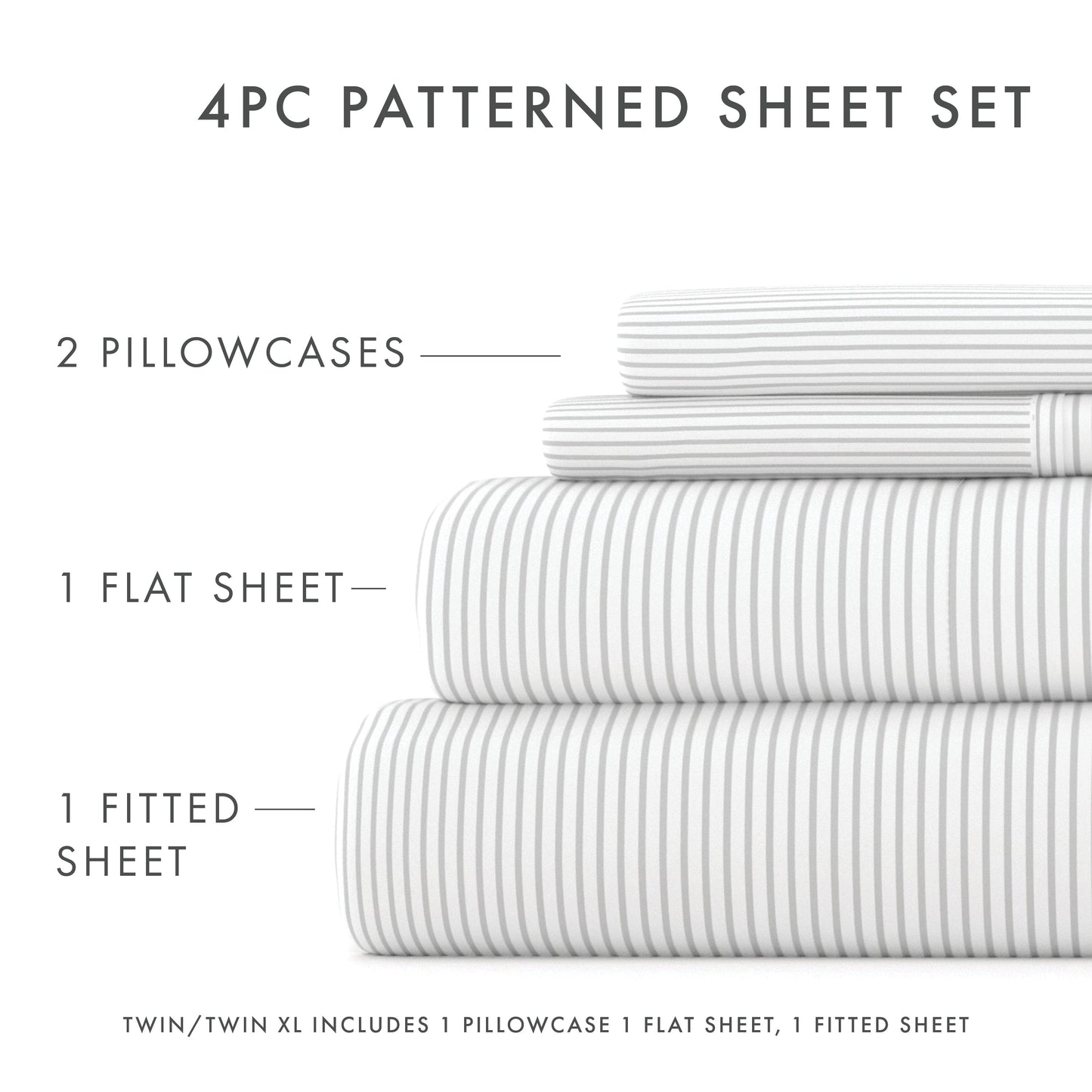 Pinstriped Pattern 4-Piece Sheet Set (Sale) - Linens And Hutch