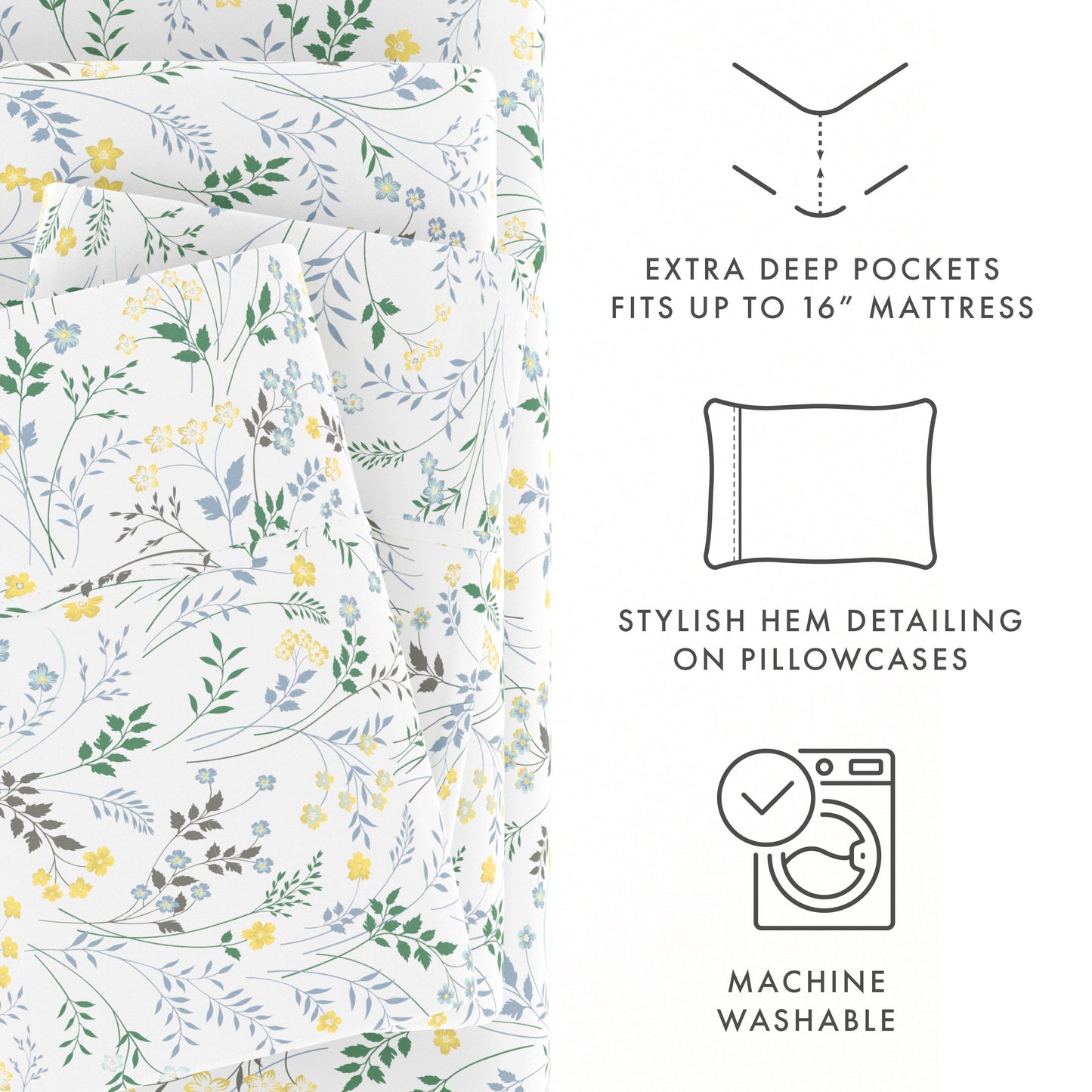 Wildflower Pattern 4-Piece Sheet Set (Sale) - Linens And Hutch