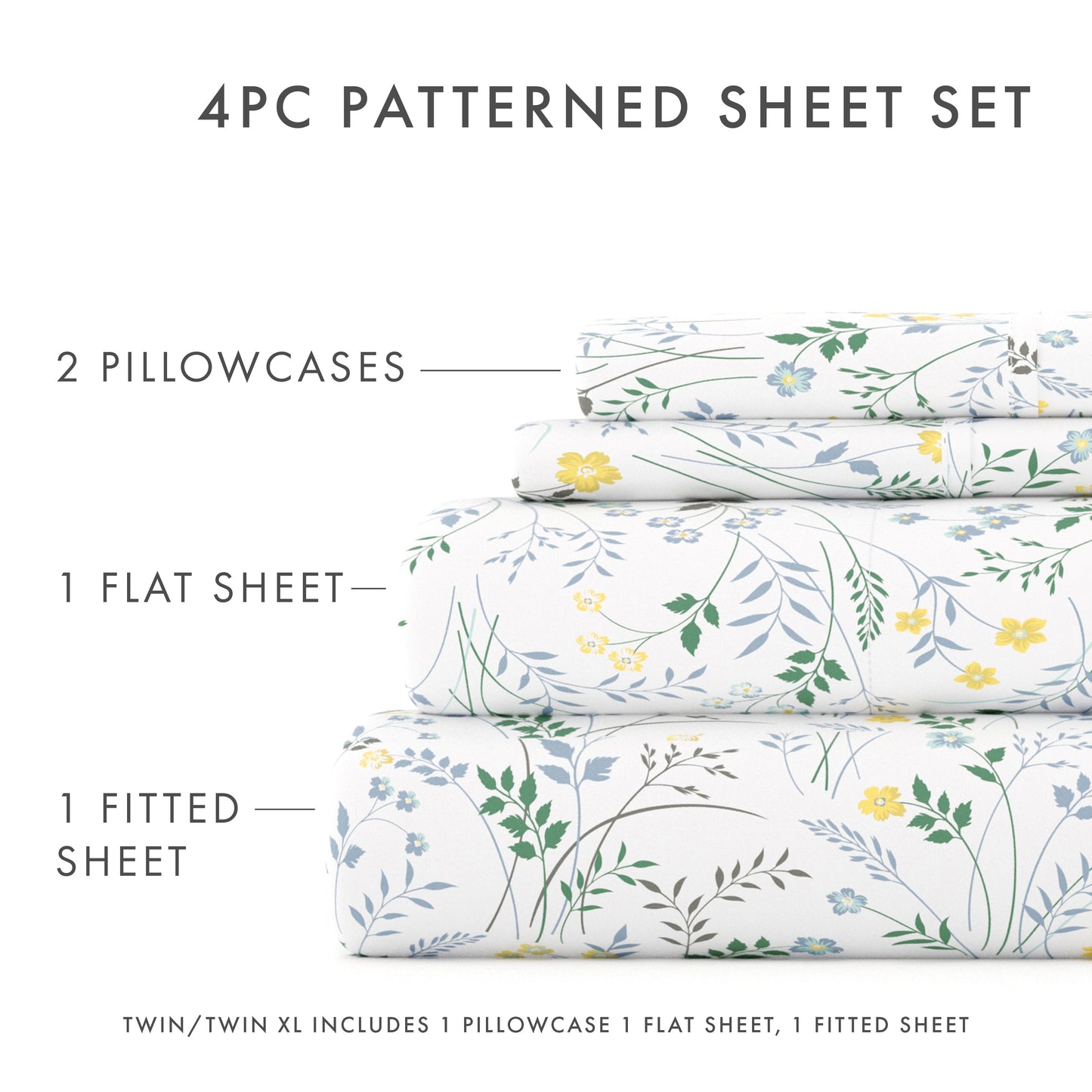 Wildflower Pattern 4-Piece Sheet Set (Sale) - Linens And Hutch