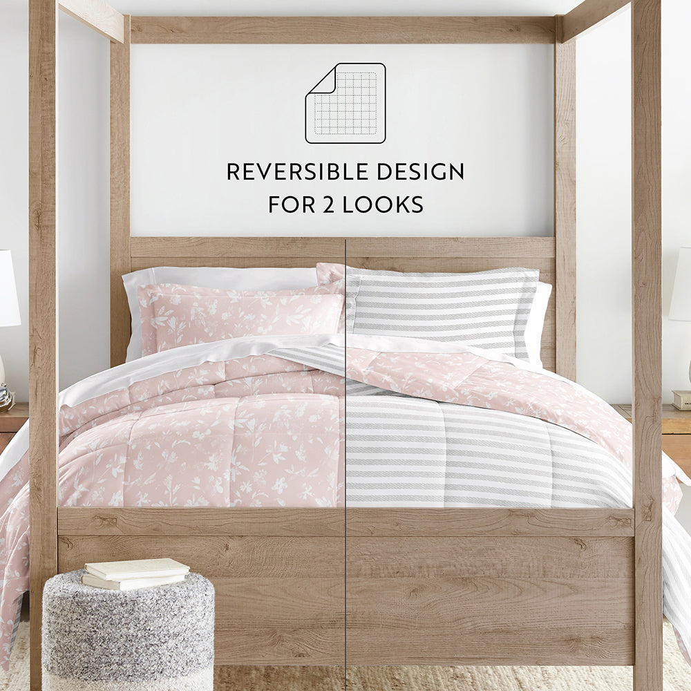 Pressed Flowers Reversible Down-Alternative Comforter Set (Sale) - Linens And Hutch