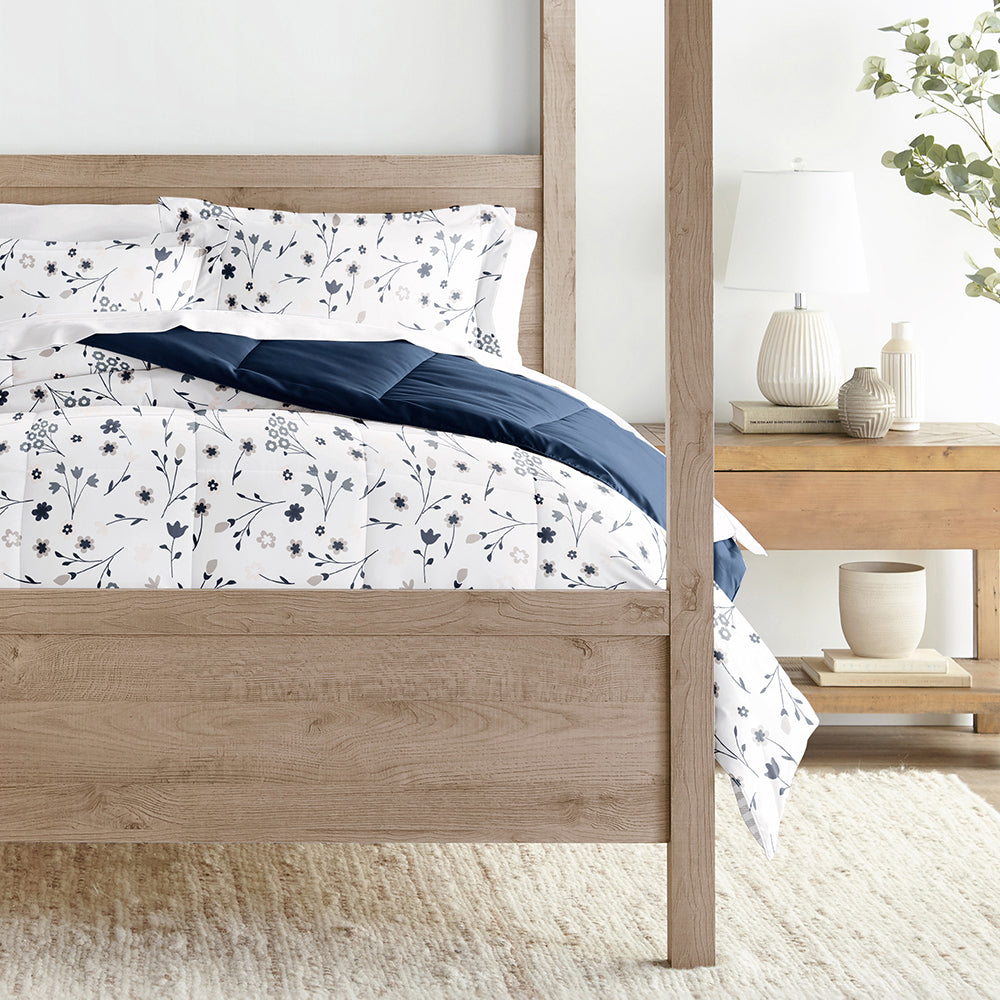 Forget Me Not Reversible Down-Alternative Comforter Set (Sale) - Linens And Hutch