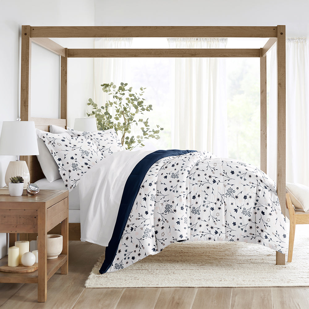 Forget Me Not Reversible Down-Alternative Comforter Set (Sale) - Linens And Hutch