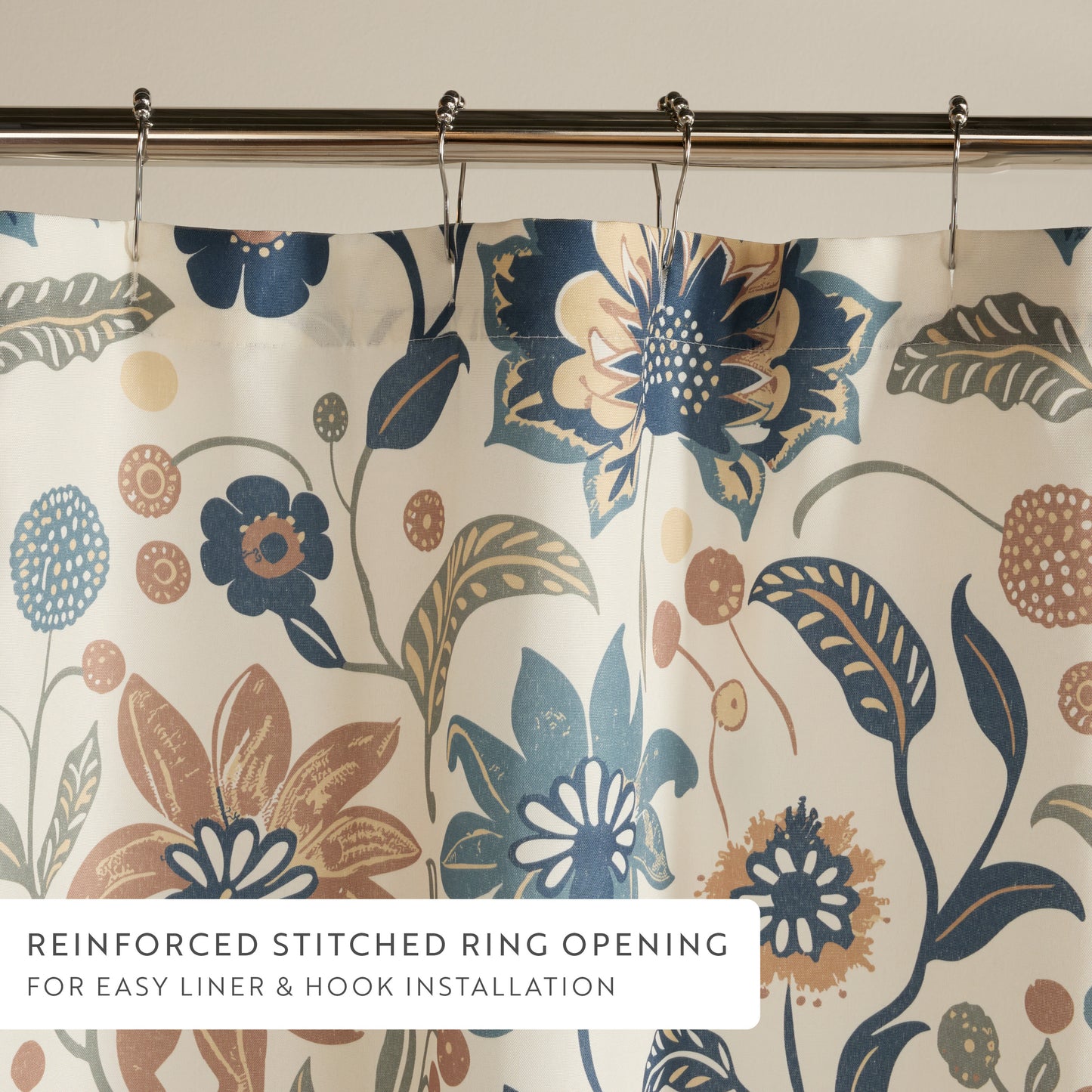 Sun Floral Patterned Shower Curtain