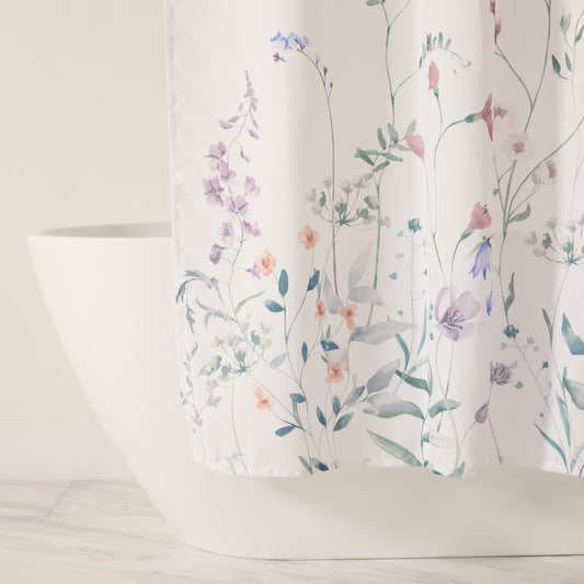 Wild Flowers Patterned Shower Curtain