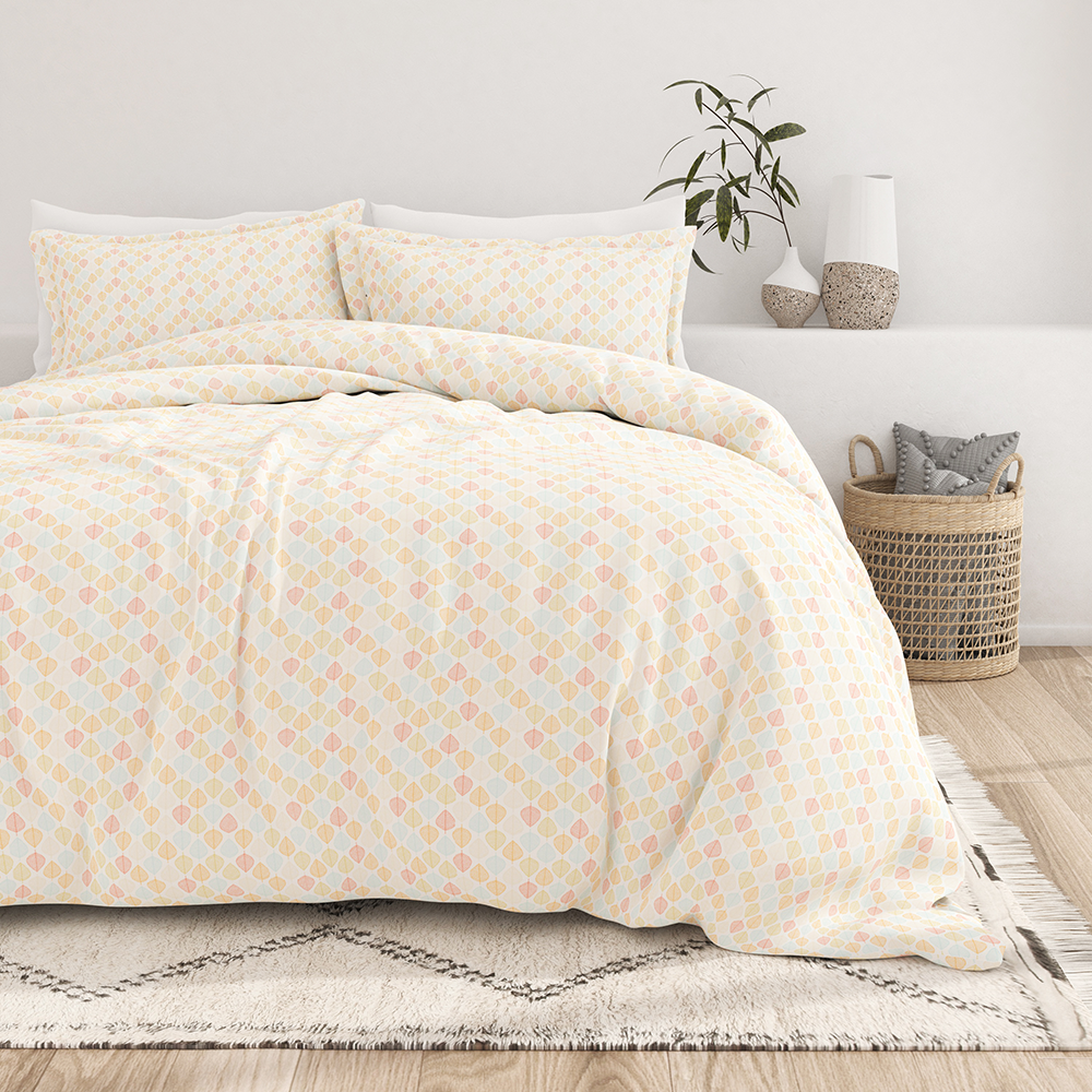 Leaf Pattern 3-Piece Duvet Cover Set - Main Image
