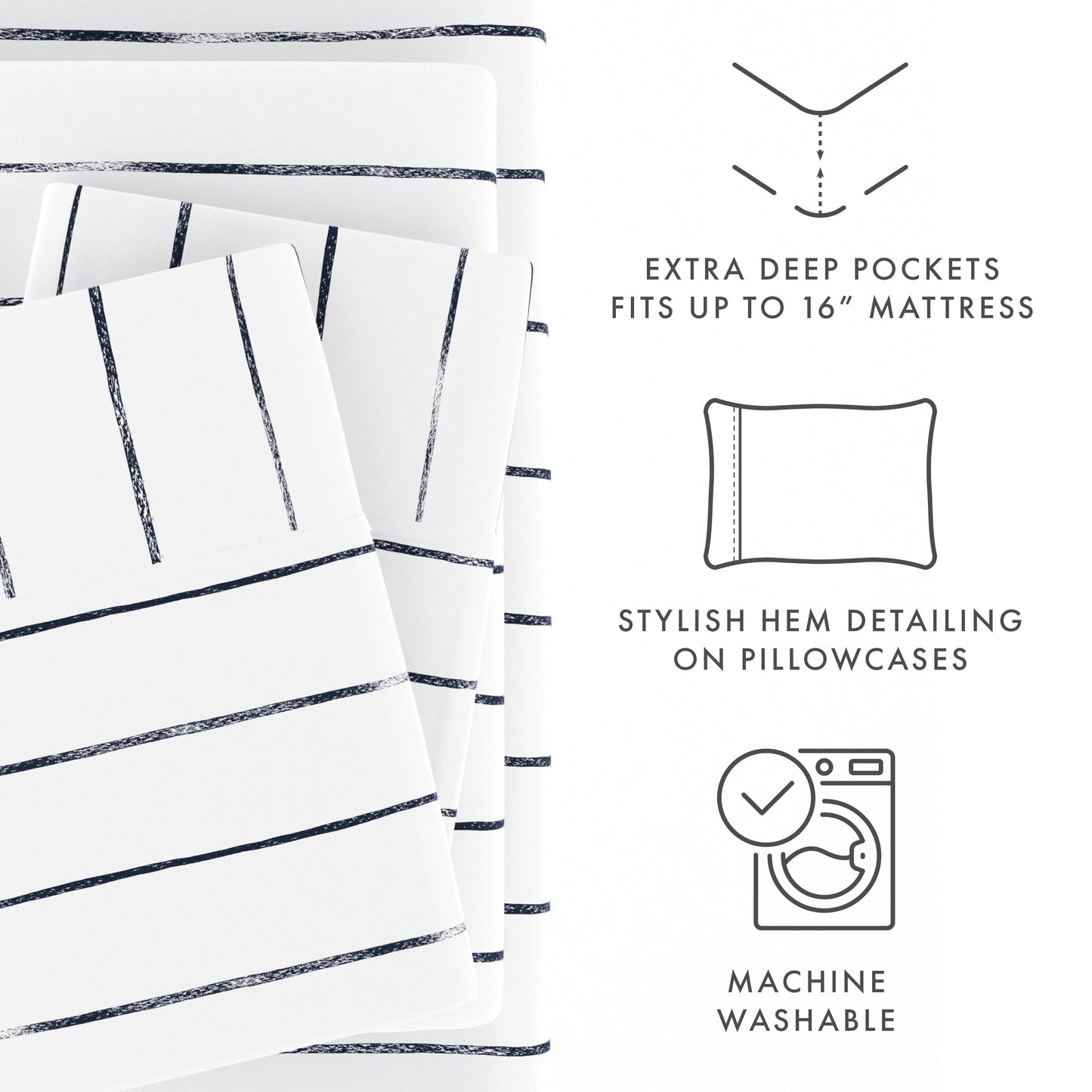 Distressed Field Stripe Pattern 4-Piece Sheet Set - Sale - Linens And Hutch