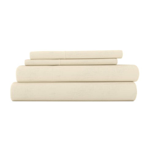 Ivory, 4-Piece Flannel Sheet Set