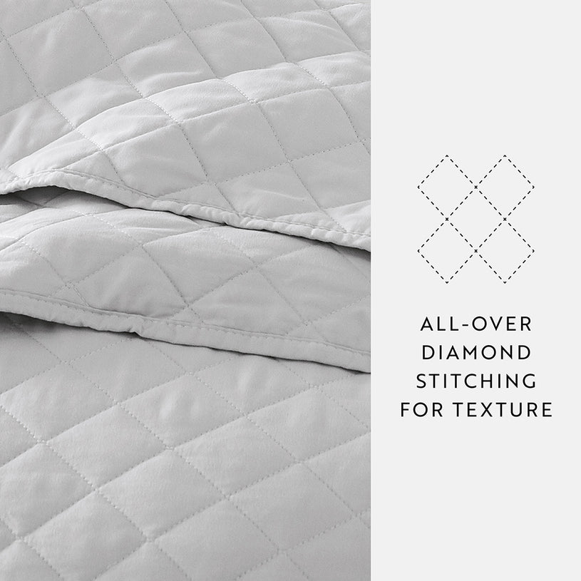 3-Piece Diamond Stitch Quilted Coverlet Set