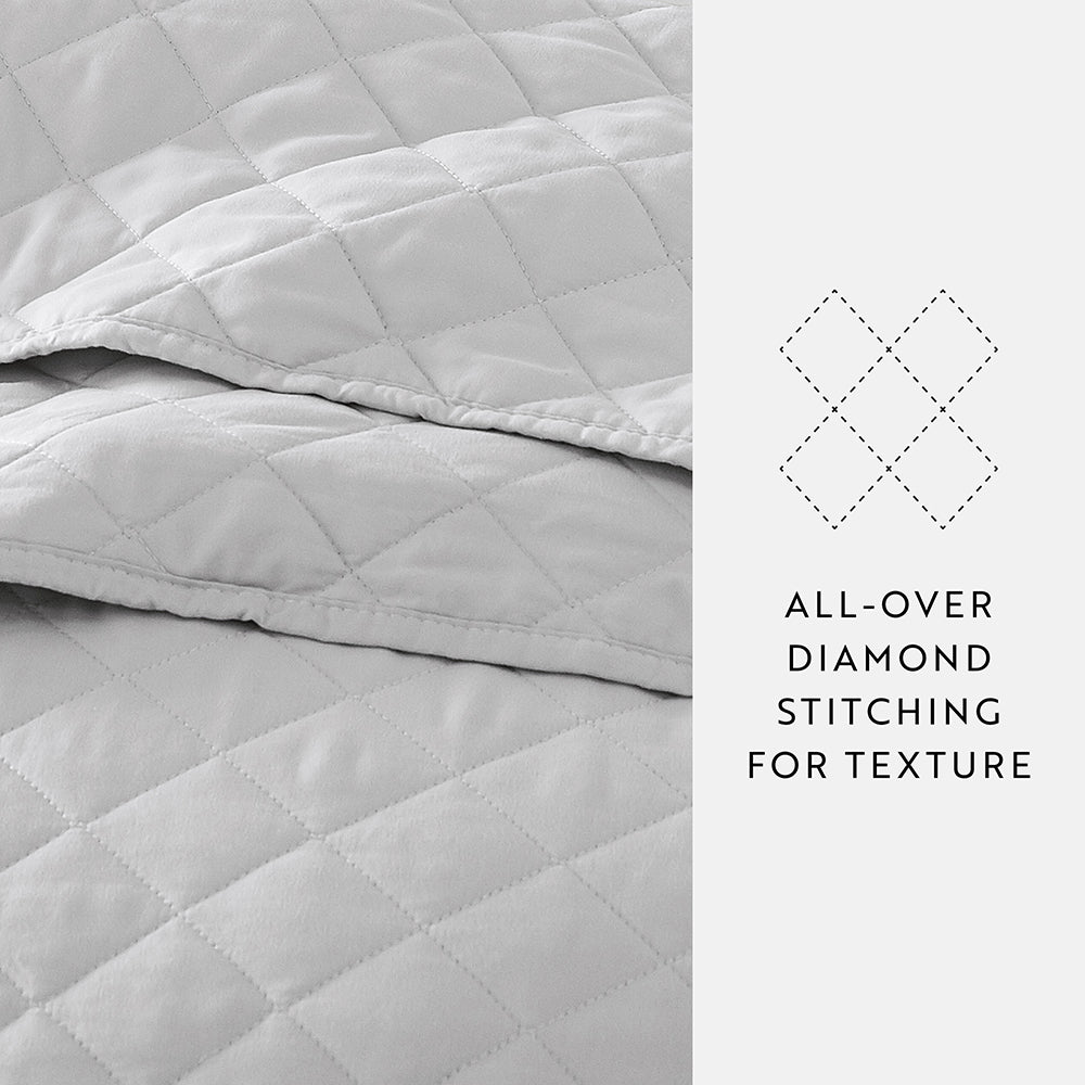 Sale - 3-Piece Diamond Stitch Quilted Coverlet Set - Linens And Hutch