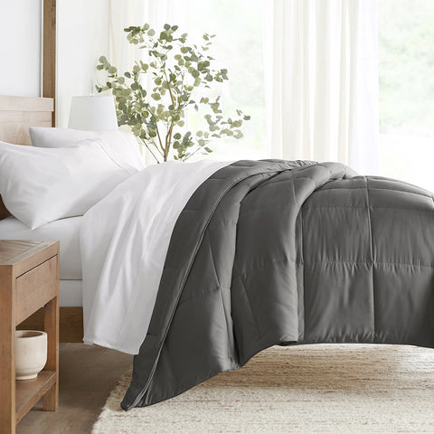 Gray, Solid Down-Alternative Comforter
