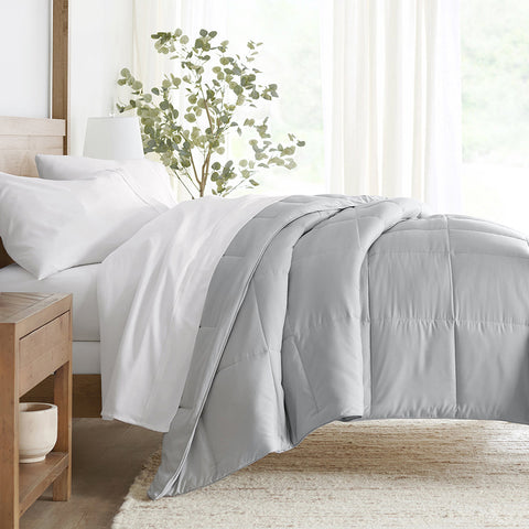 Light Gray, Solid Down-Alternative Comforter