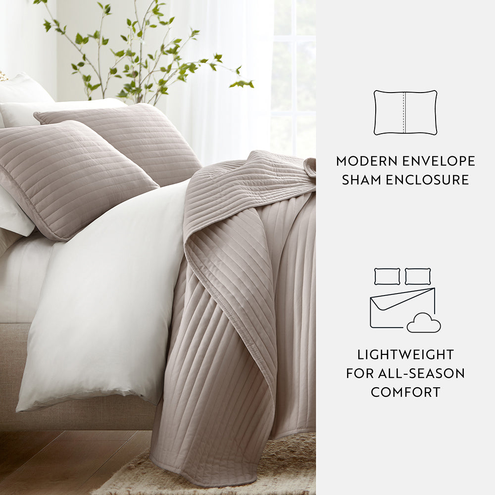 Sale - 3-Piece Stripe Stitch Quilted Coverlet Set - Linens And Hutch