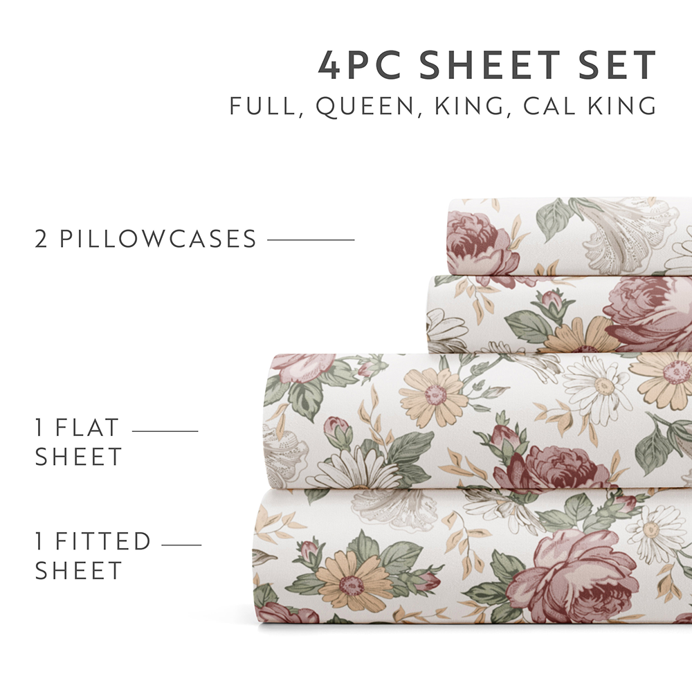 Blooming Floral 4-Piece Pattern Sheet Set (Sale) - Linens And Hutch
