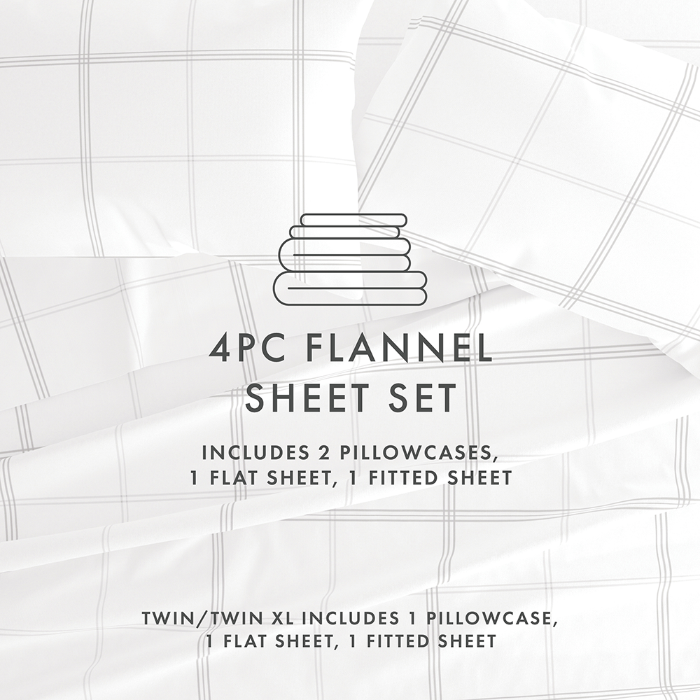Checkered 4-Piece Flannel Sheet Set (Sale) - Linens And Hutch