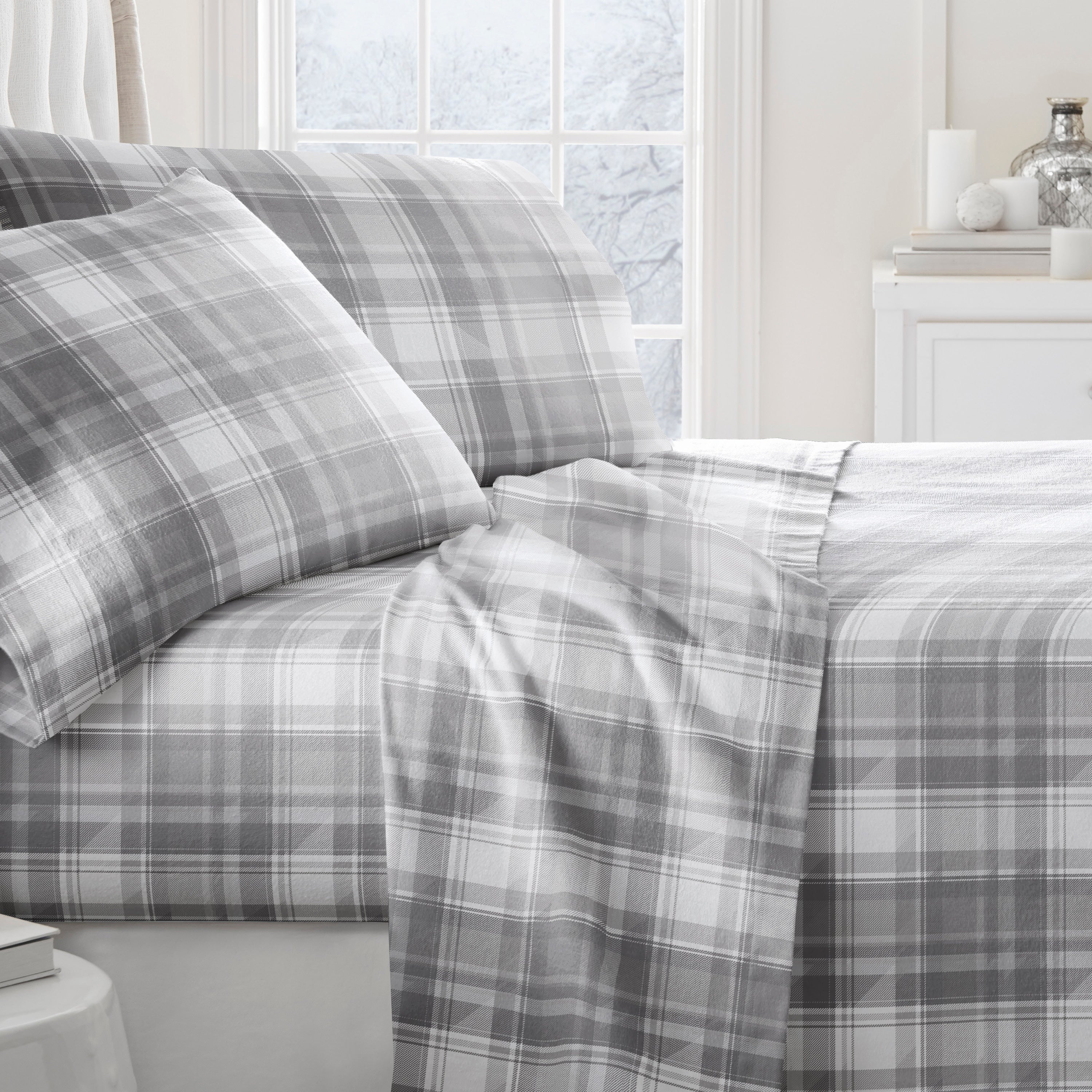 Plaid 4-Piece Flannel Sheet Set