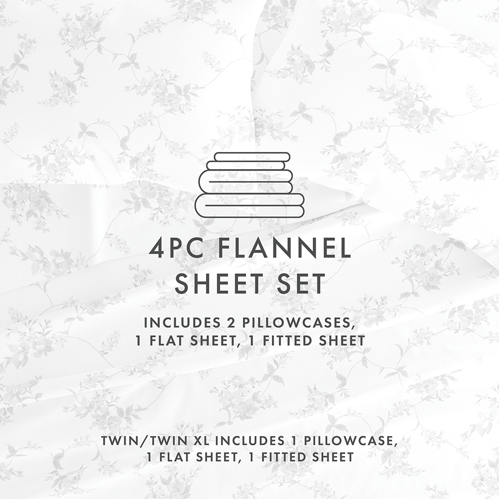 Sylvan Rose 4-Piece Flannel Sheet Set (Sale) - Linens And Hutch