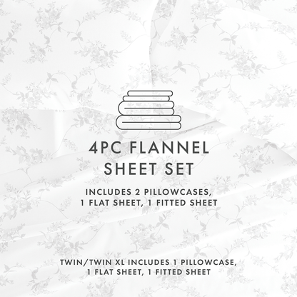 Sylvan Rose 4-Piece Flannel Sheet Set (Sale) - Linens And Hutch