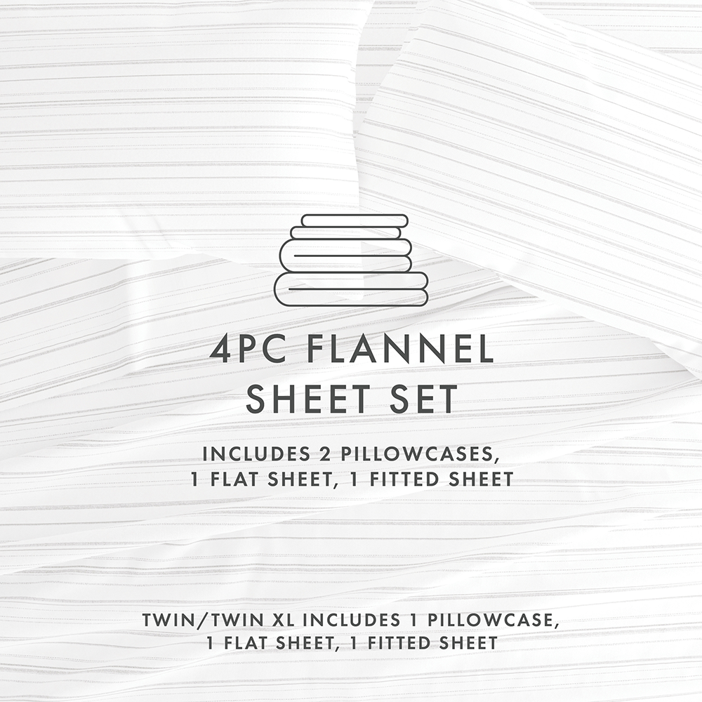 Weathered Stripe 4-Piece Flannel Sheet Set (Sale) - Linens And Hutch