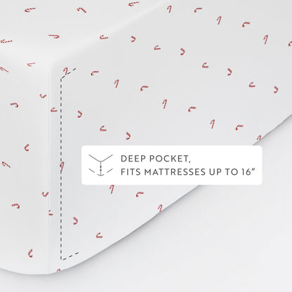 Candy Cane Patterned 4-Piece Sheet Set