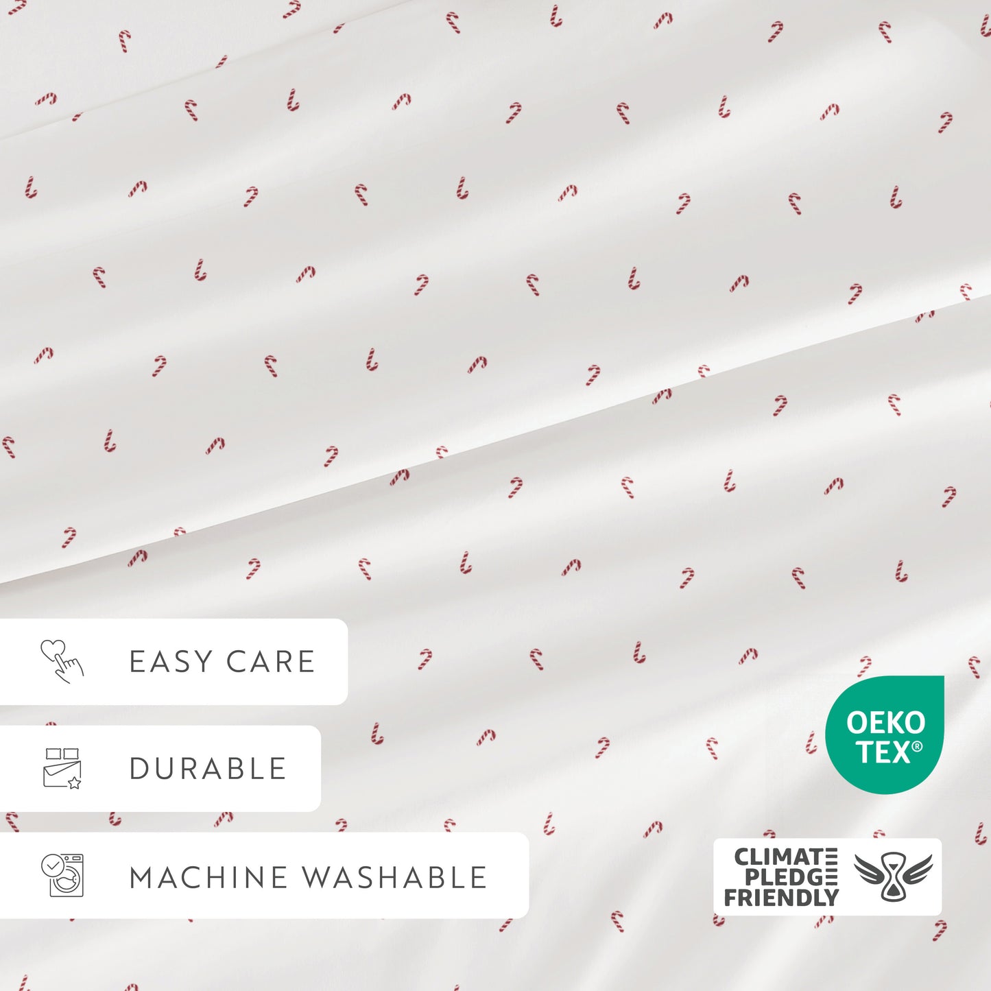Candy Cane Patterned 4-Piece Sheet Set