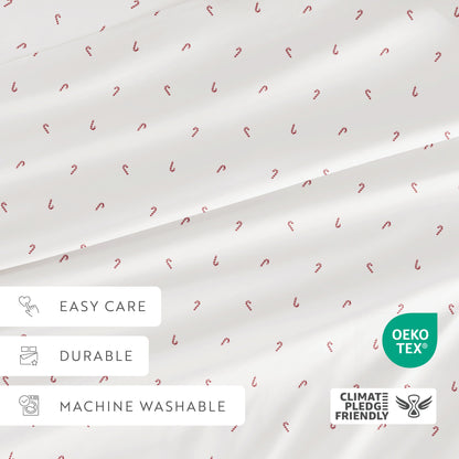 Candy Cane Patterned 4-Piece Sheet Set