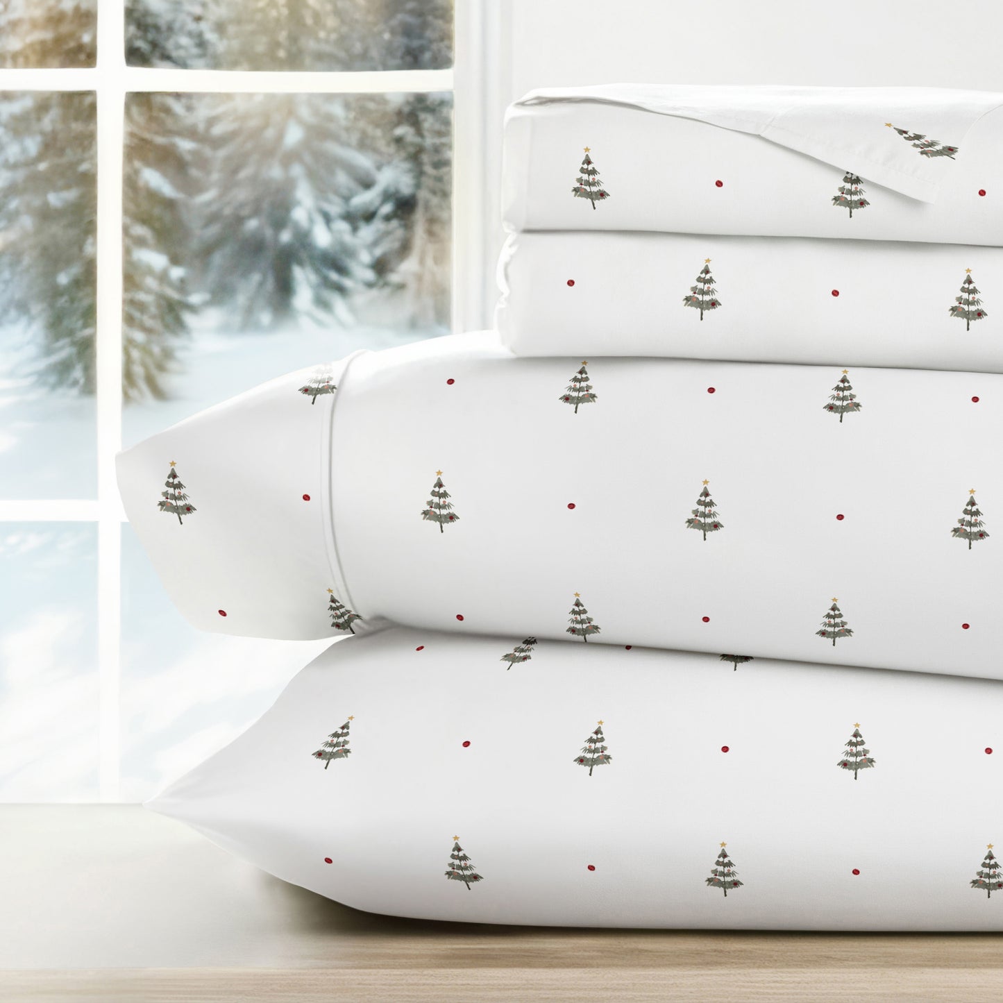 Christmas Tree Patterned 4-Piece Sheet Set