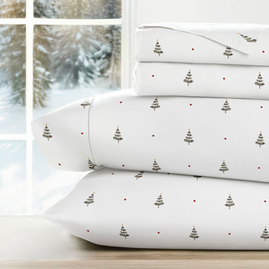 Christmas Tree Patterned 4-Piece Sheet Set - Sale