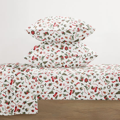 Nostalgic Christmas Pattern 4-Piece Sheet Set - Sale