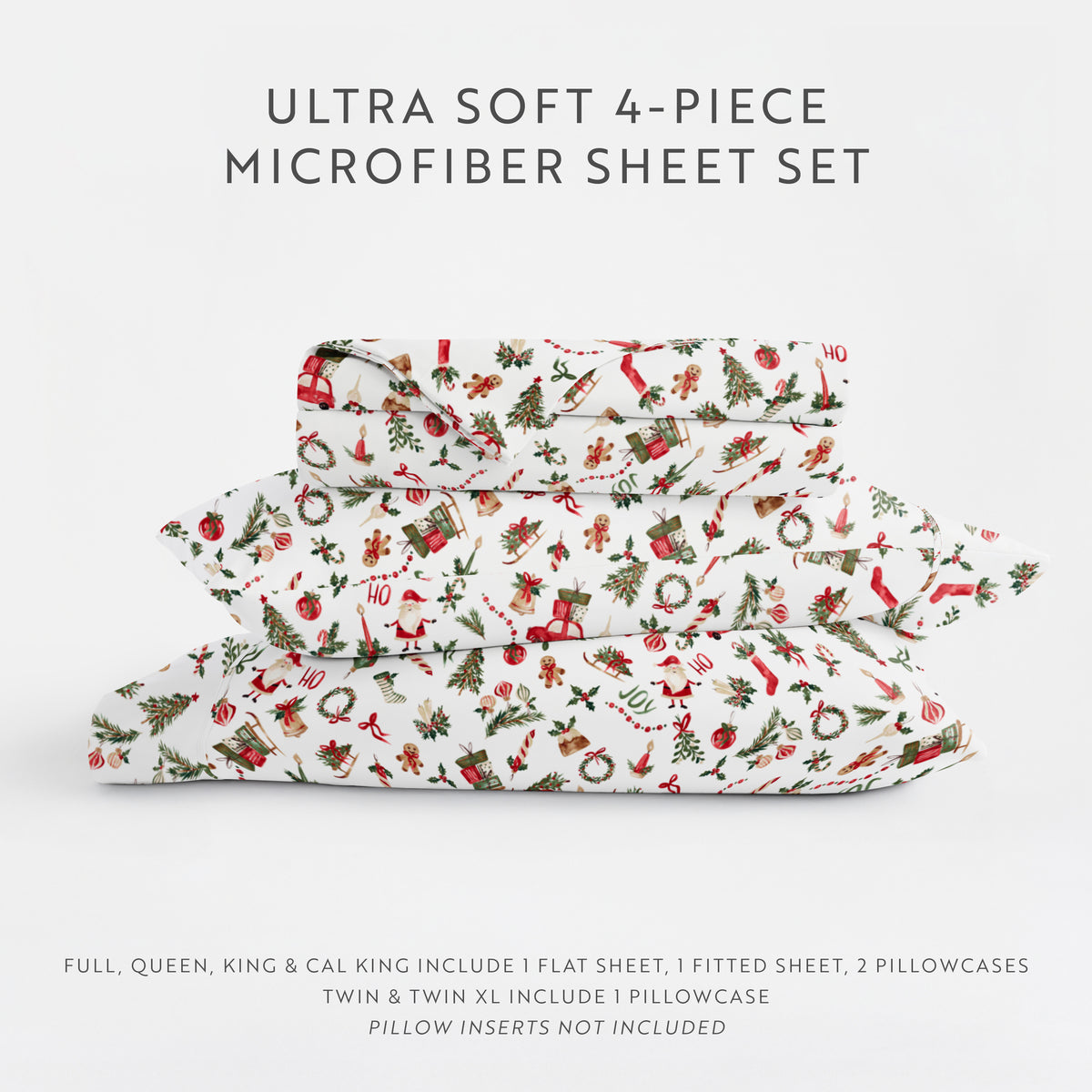 Nostalgic Christmas Pattern 4-Piece Sheet Set
