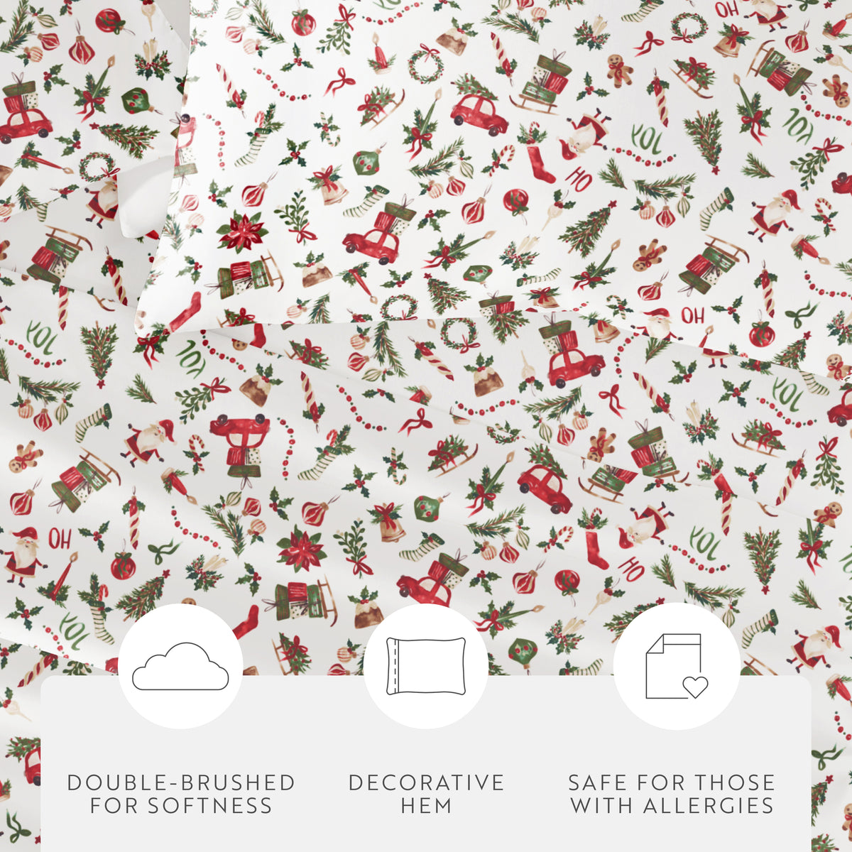 Nostalgic Christmas Pattern 4-Piece Sheet Set - Sale