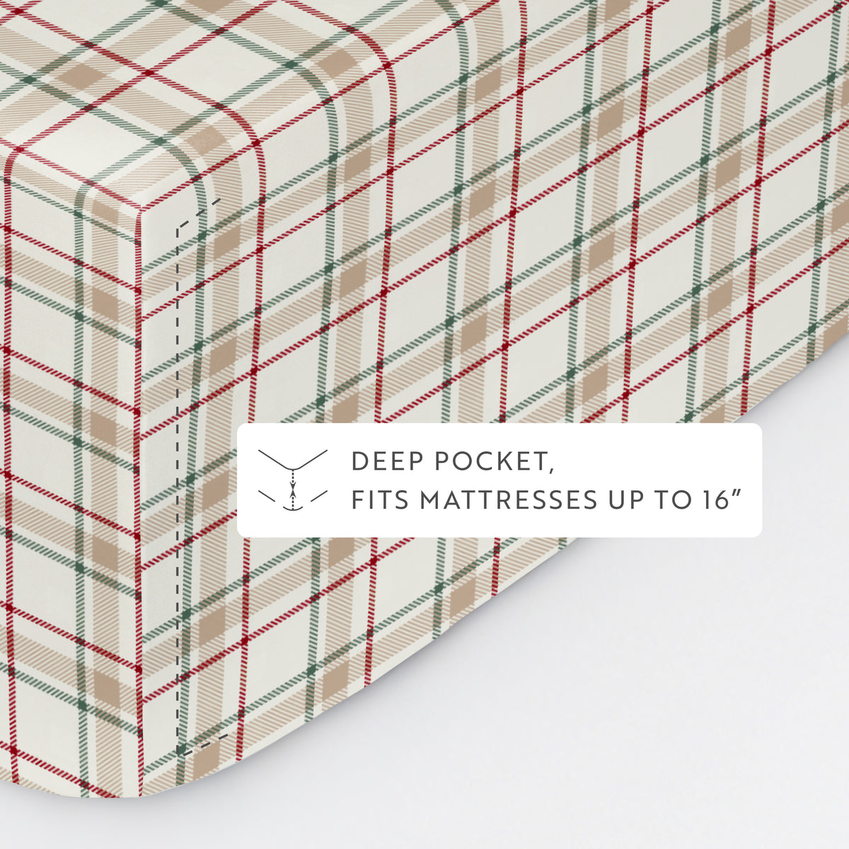 Holiday Plaid Pattern 4-Piece Sheet Set