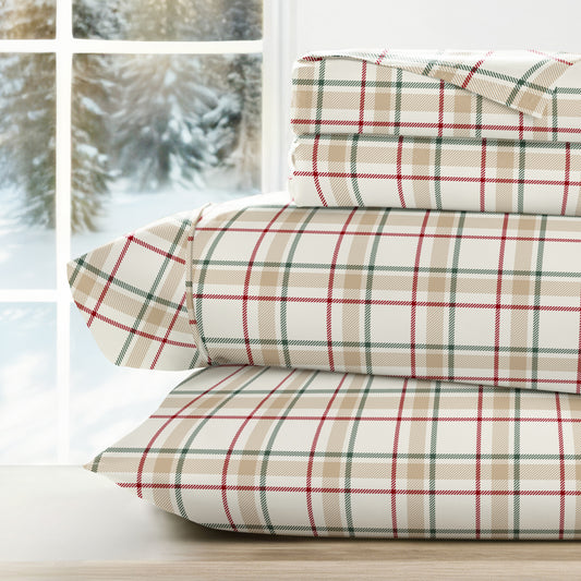 Holiday Plaid Pattern 4-Piece Sheet Set