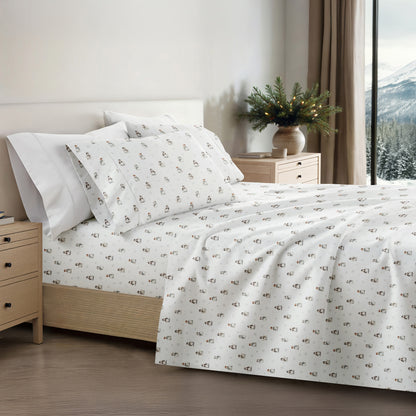 Vintage Snowman Patterned 4-Piece Sheet Set