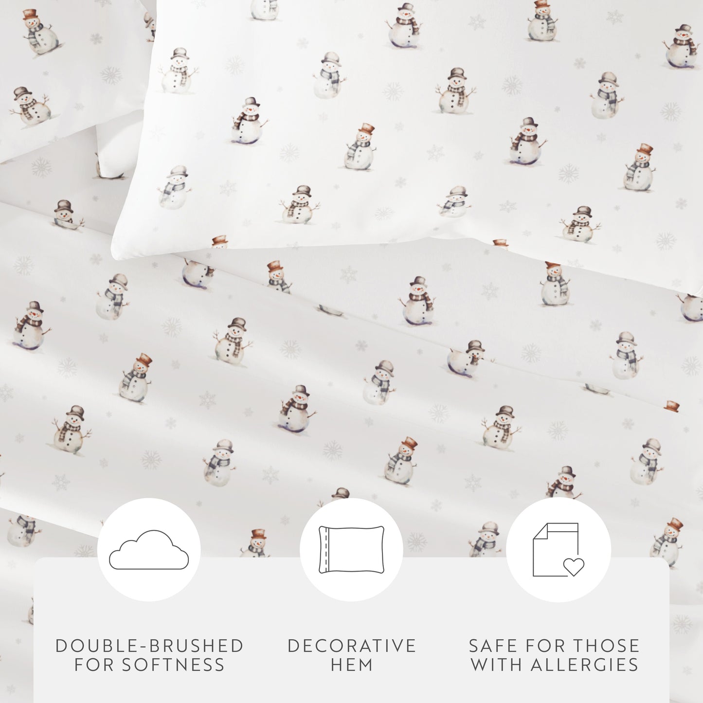 Vintage Snowman Patterned 4-Piece Sheet Set