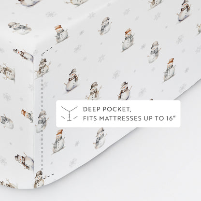 Vintage Snowman Patterned 4-Piece Sheet Set