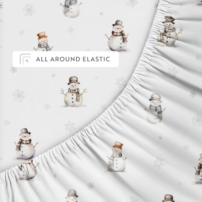 Vintage Snowman Patterned 4-Piece Sheet Set