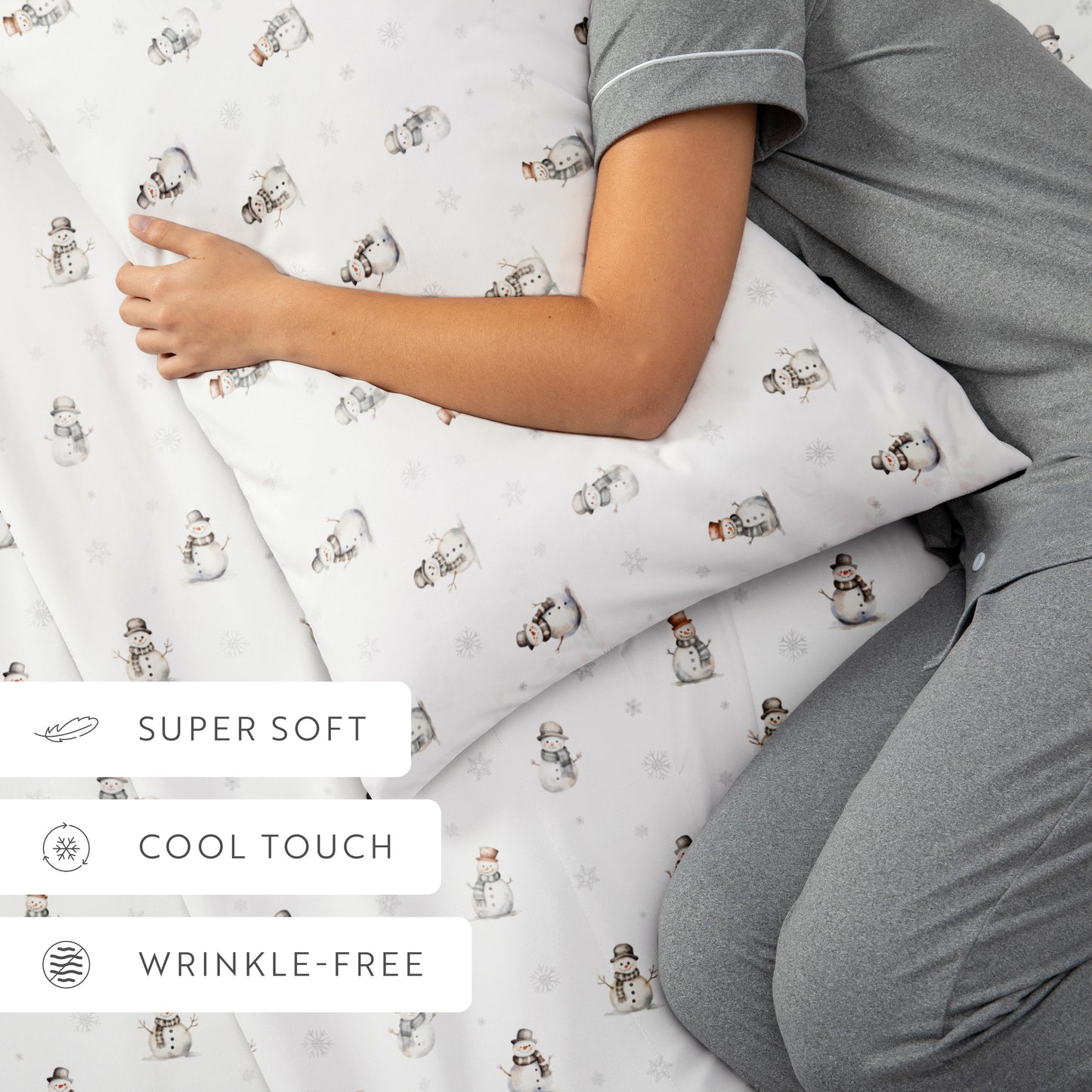 Vintage Snowman Patterned 4-Piece Sheet Set