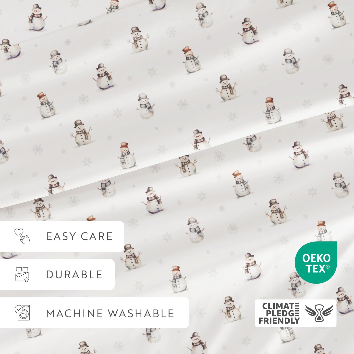 Vintage Snowman Patterned 4-Piece Sheet Set
