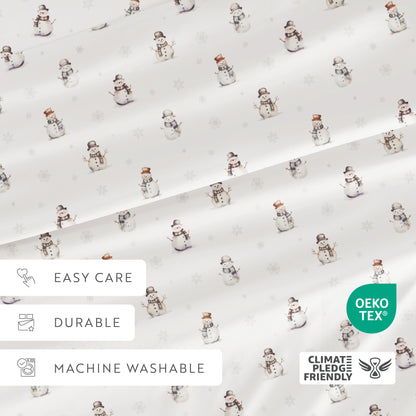 Vintage Snowman Patterned 4-Piece Sheet Set
