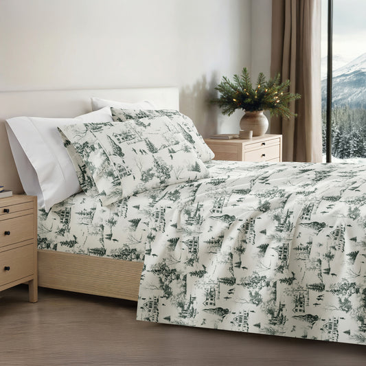 Holiday Toile Pattern 4-Piece Sheet Set