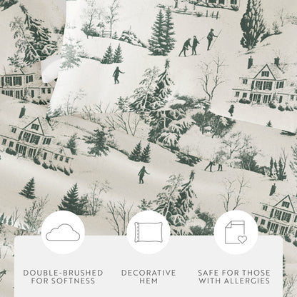 Holiday Toile Pattern 4-Piece Sheet Set