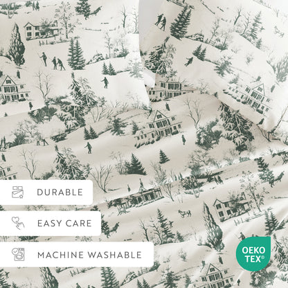 Holiday Toile Pattern 4-Piece Sheet Set
