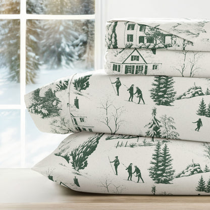 Holiday Toile Pattern 4-Piece Sheet Set