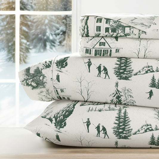 Holiday Toile Pattern 4-Piece Sheet Set
