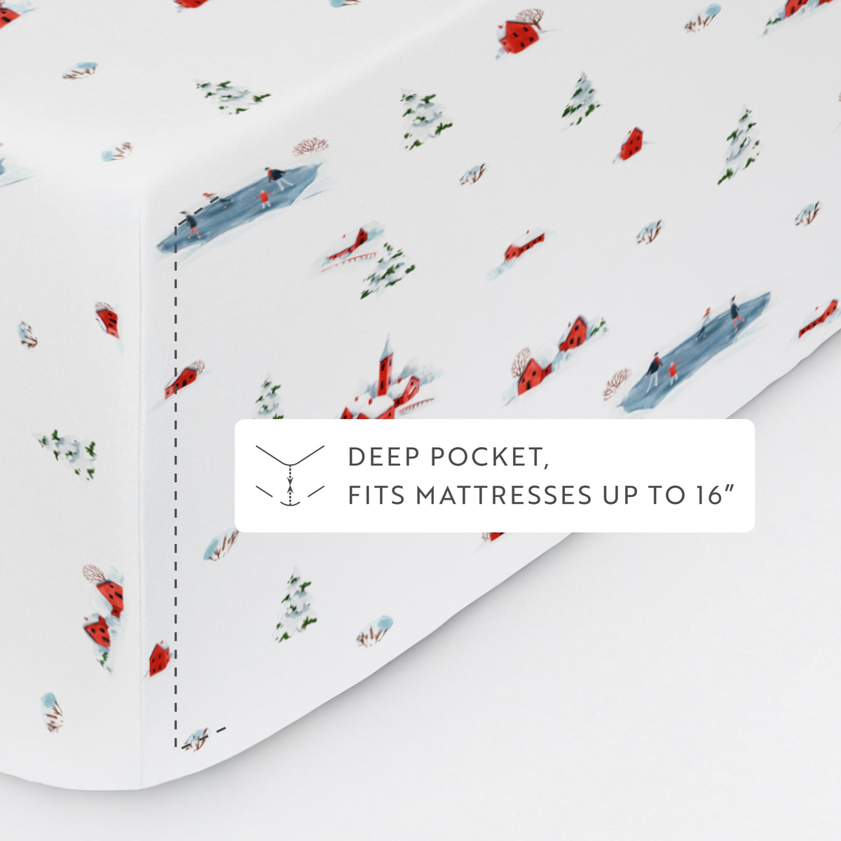 Christmas Village Pattern 4-Piece Sheet Set