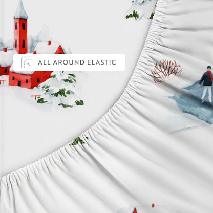 Christmas Village Pattern 4-Piece Sheet Set