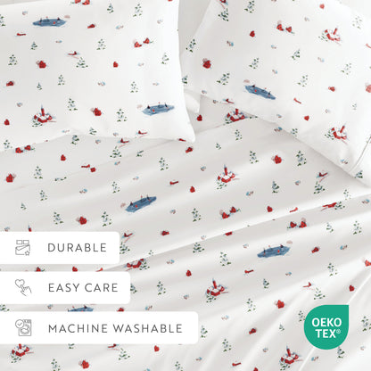 Christmas Village Pattern 4-Piece Sheet Set