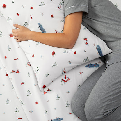 Christmas Village Pattern 4-Piece Sheet Set