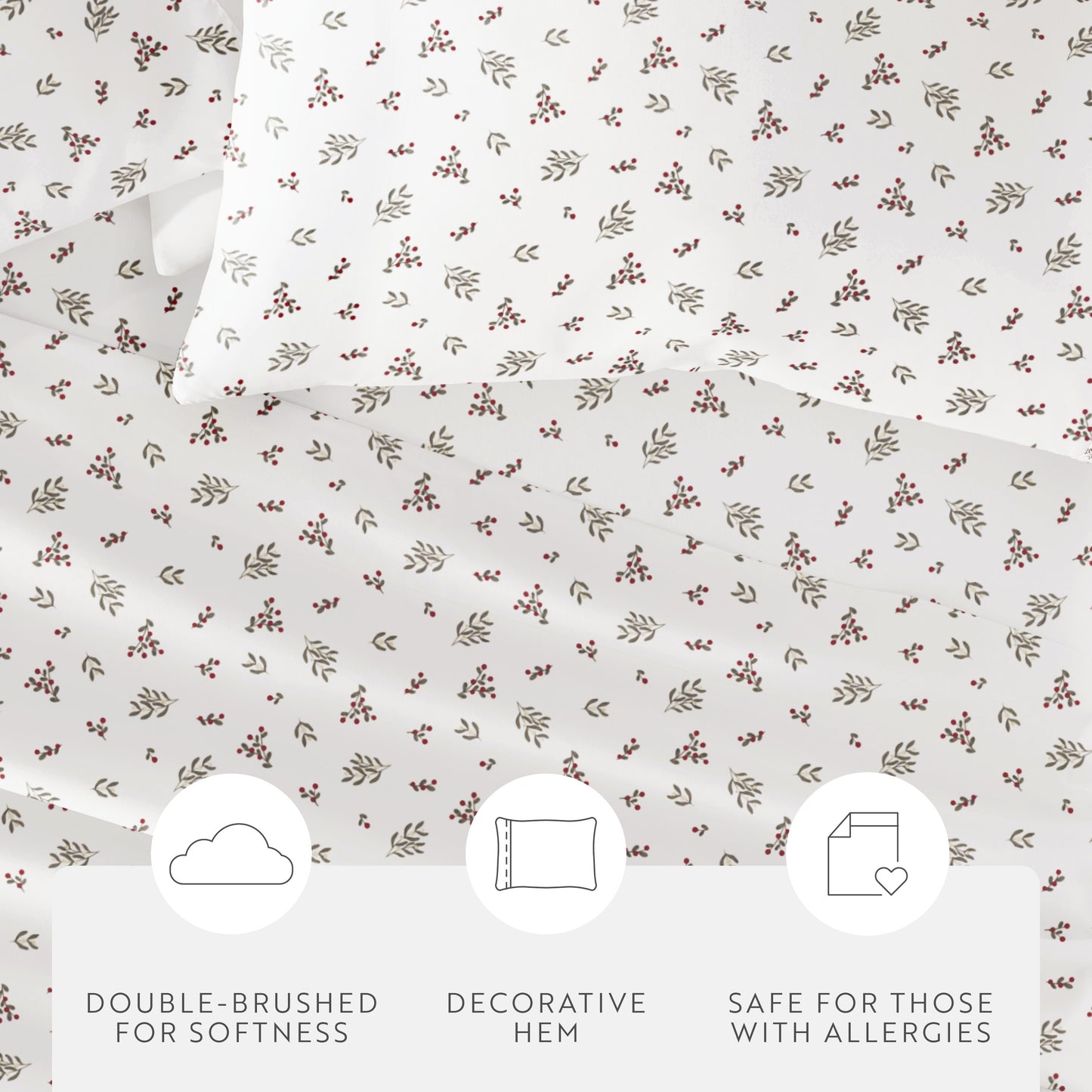 Winter Berries Patterned 4-Piece Sheet Set