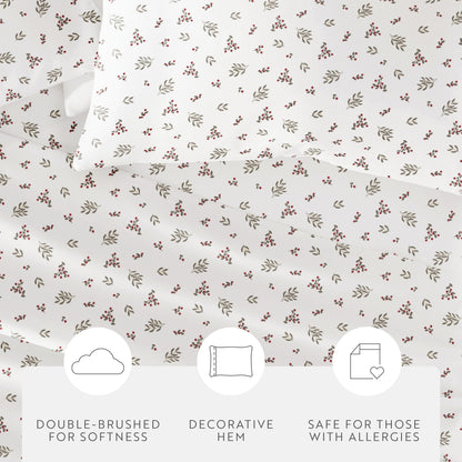 Winter Berries Patterned 4-Piece Sheet Set